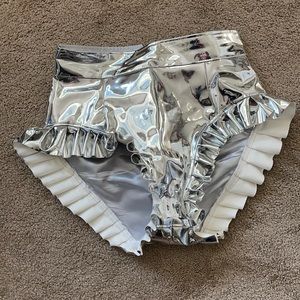 Silver Ruffle Shorts